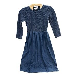 Vintage On The Verge Womens M Long Denim Dress Shirred Bodice Long Sleeve Modest